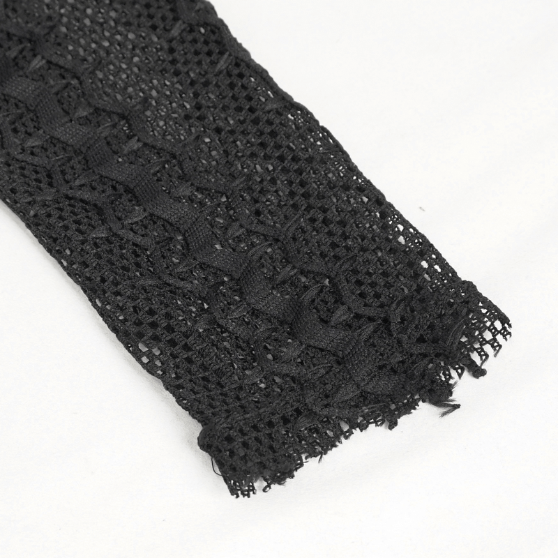 Black Net Splicing Irregular Short Dress / Gothic Women's Zipper Pull Front Dress - image 15