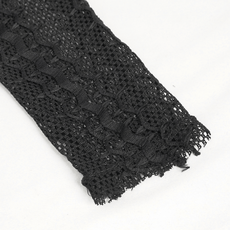 Black Net Splicing Irregular Short Dress / Gothic Women's Zipper Pull Front Dress - image 15