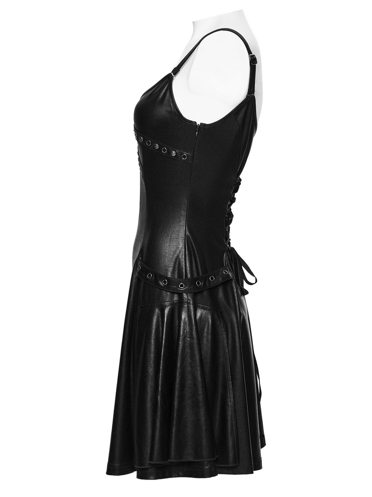 US SALE of k Punk A-Line Slip Dress with Rivets and Lace-Up Back - image 5