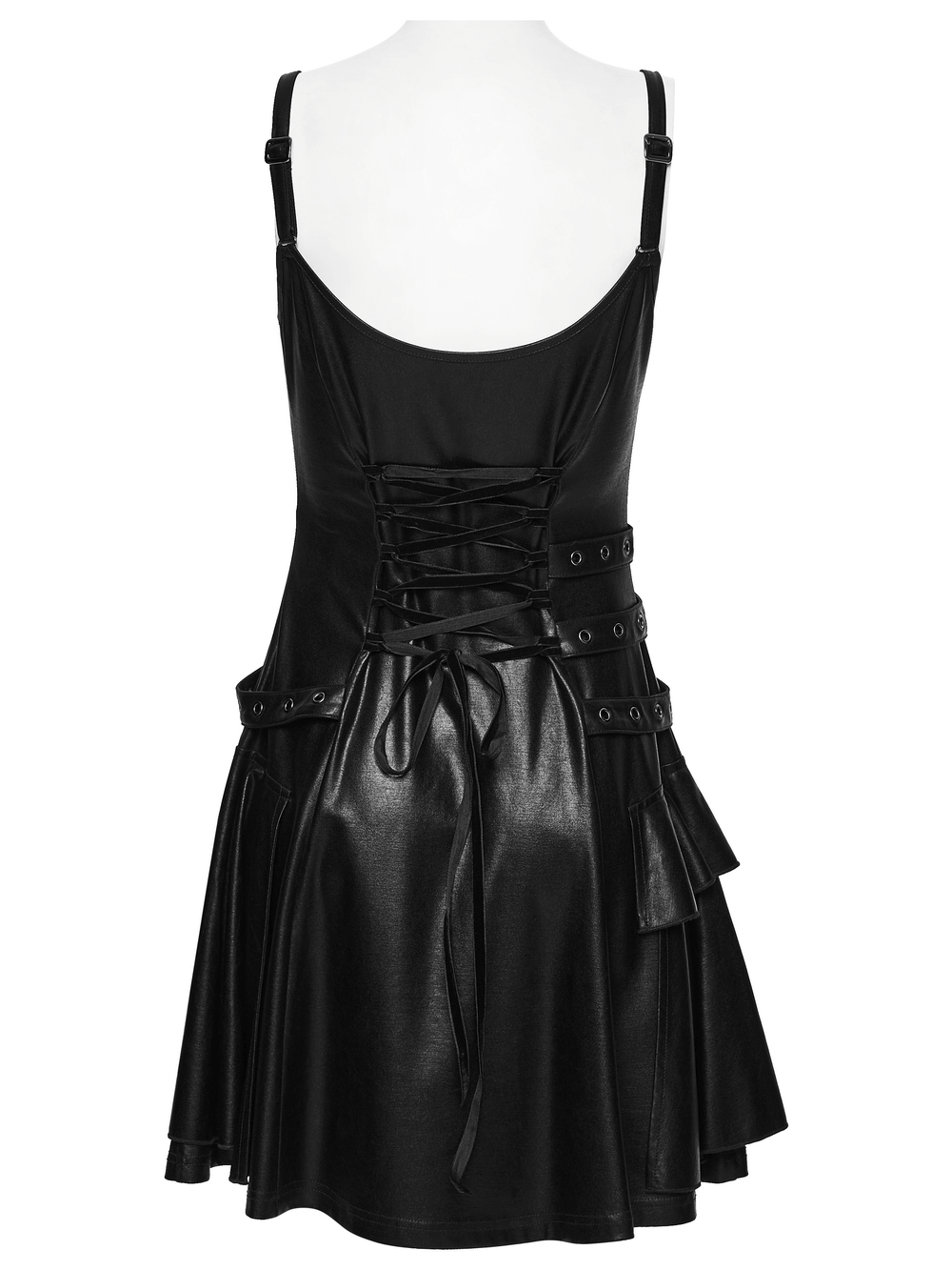 US SALE of k Punk A-Line Slip Dress with Rivets and Lace-Up Back - image 6