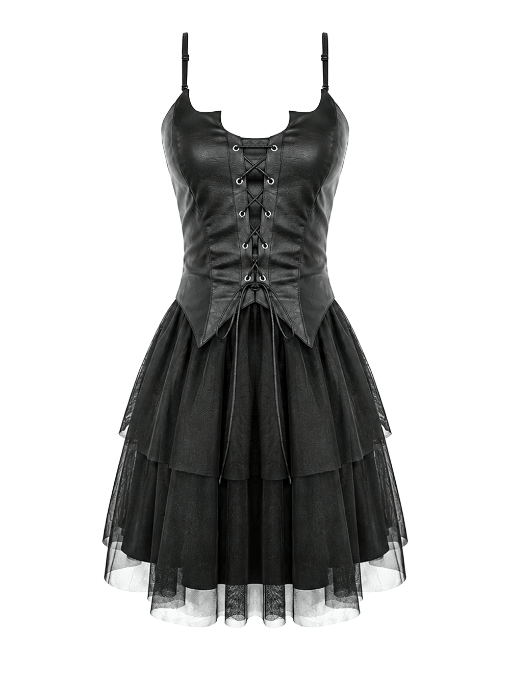 Black Punk Cami Dress with Faux Leather Bodice - image 4