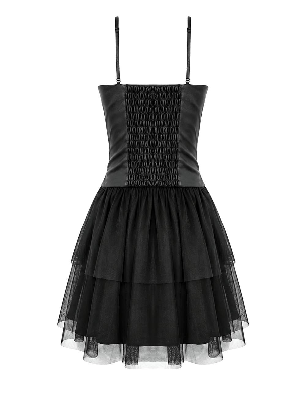 Black Punk Cami Dress with Faux Leather Bodice - image 5