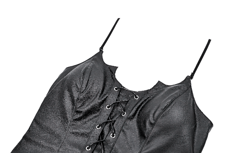 Black Punk Cami Dress with Faux Leather Bodice - image 6