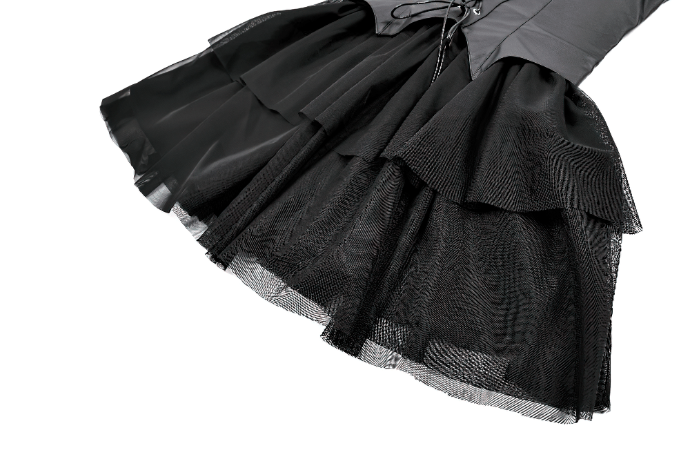 Black Punk Cami Dress with Faux Leather Bodice - image 7