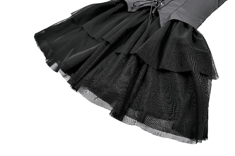 Black Punk Cami Dress with Faux Leather Bodice - image 7