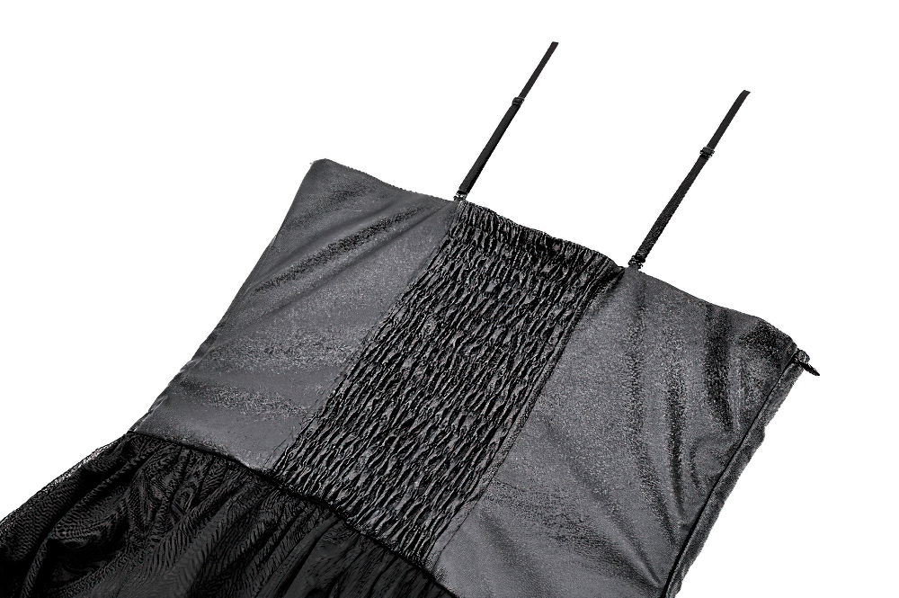 Black Punk Cami Dress with Faux Leather Bodice - image 8