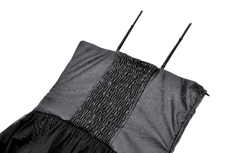 Black Punk Cami Dress with Faux Leather Bodice - image 8