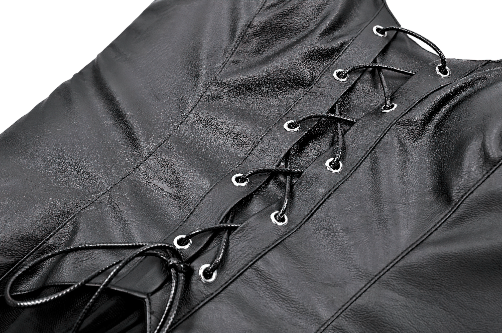Black Punk Cami Dress with Faux Leather Bodice - image 9