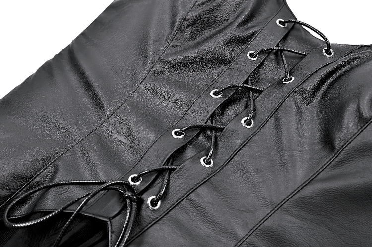Black Punk Cami Dress with Faux Leather Bodice - image 9