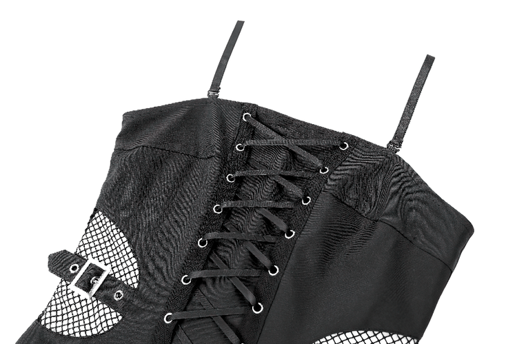Black Punk Pleated Dress with Corset Front Lacing - image 6