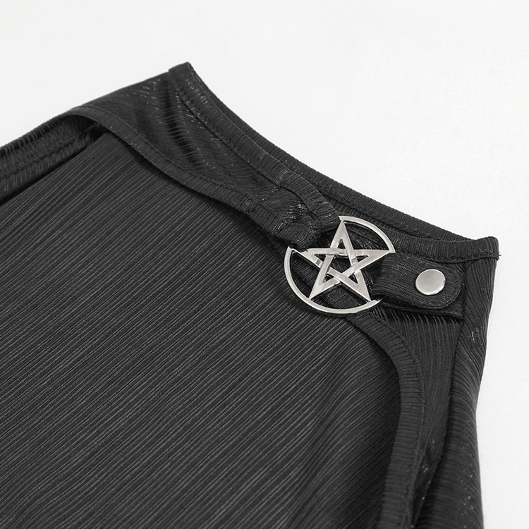 Black Sexy Long Sleeves Irregular Dress for Women / Gothic Style Cutout Short Slim Dress - image 13