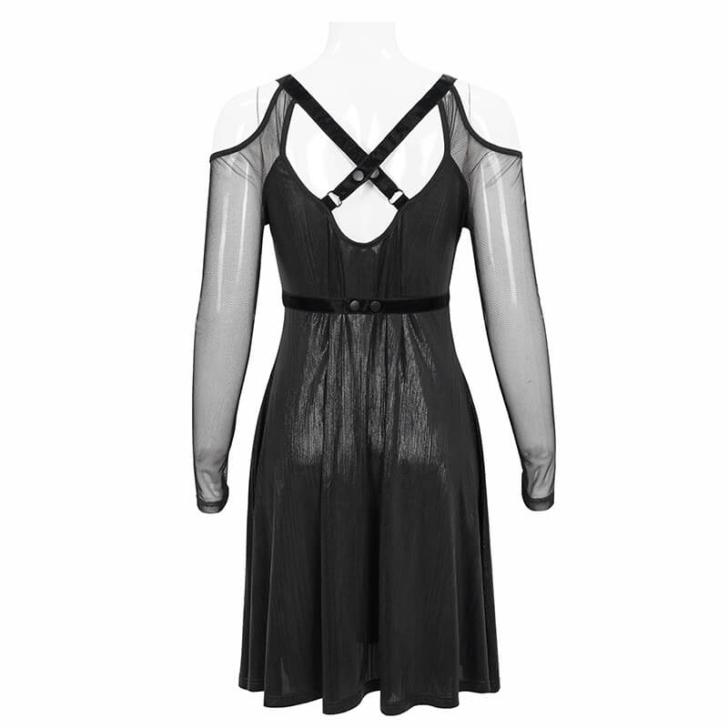 Black Sexy Off-The-Shoulder Long Sleeve Dress with Pentagram / Gothic Style Women's Clothing - image 5