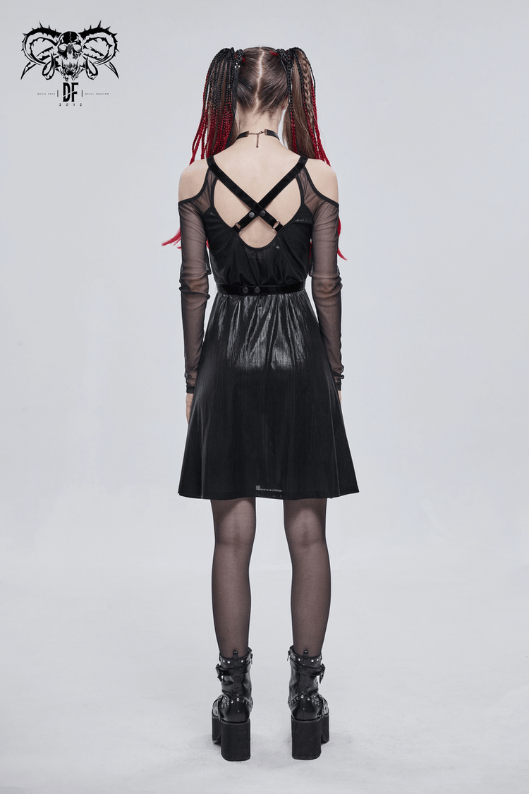 Black Sexy Off-The-Shoulder Long Sleeve Dress with Pentagram / Gothic Style Women's Clothing - image 17
