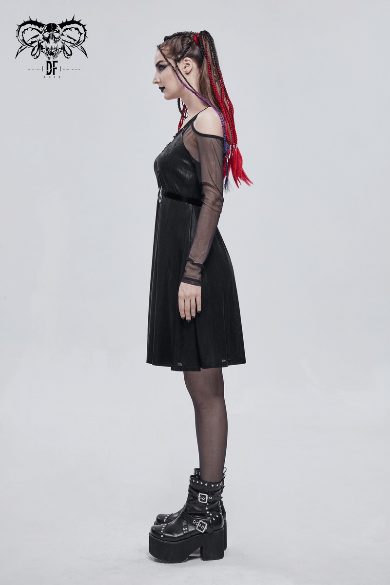 Black Sexy Off-The-Shoulder Long Sleeve Dress with Pentagram / Gothic Style Women's Clothing - image 14