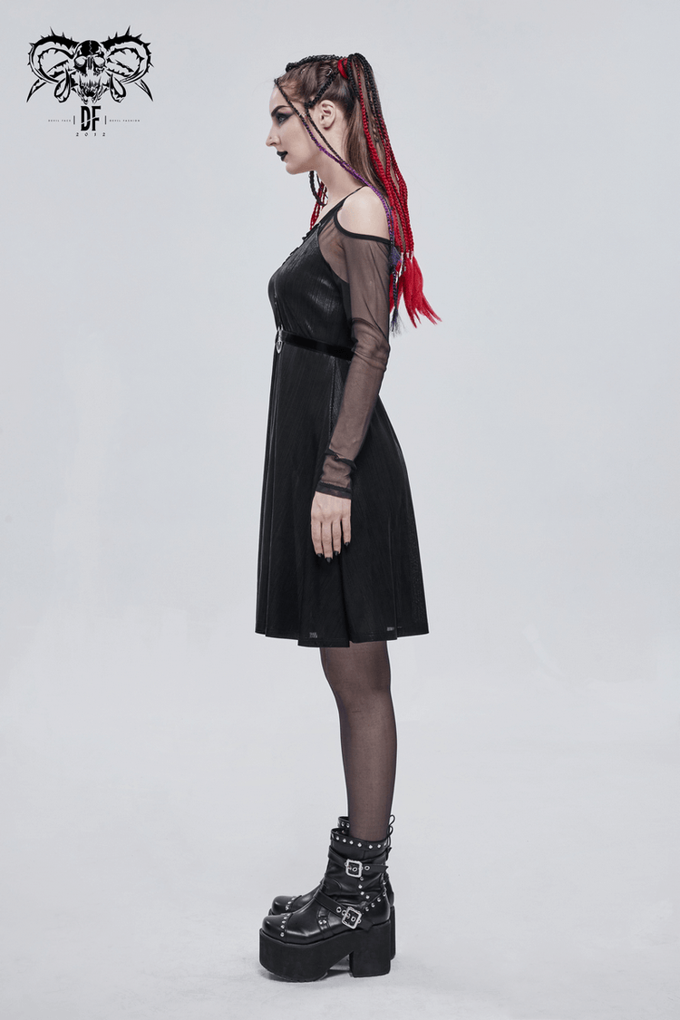 Black Sexy Off-The-Shoulder Long Sleeve Dress with Pentagram / Gothic Style Women's Clothing - image 14