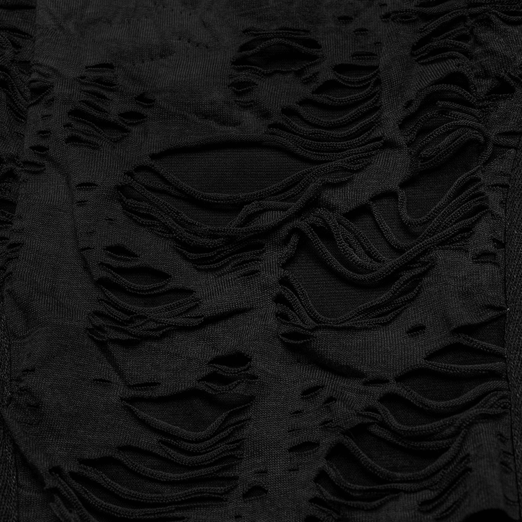Black Shredded Punk Mini Dress with Tattered Texture - image 7