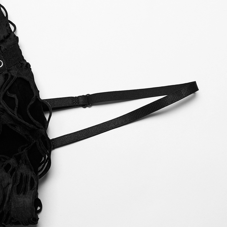 Black Shredded Punk Mini Dress with Tattered Texture - image 9