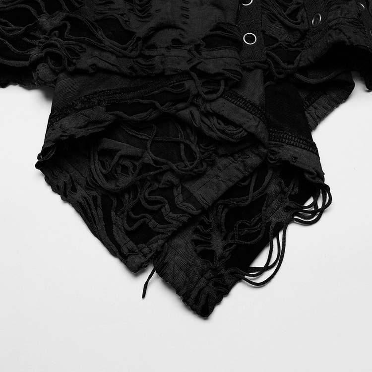 Black Shredded Punk Mini Dress with Tattered Texture - image 10
