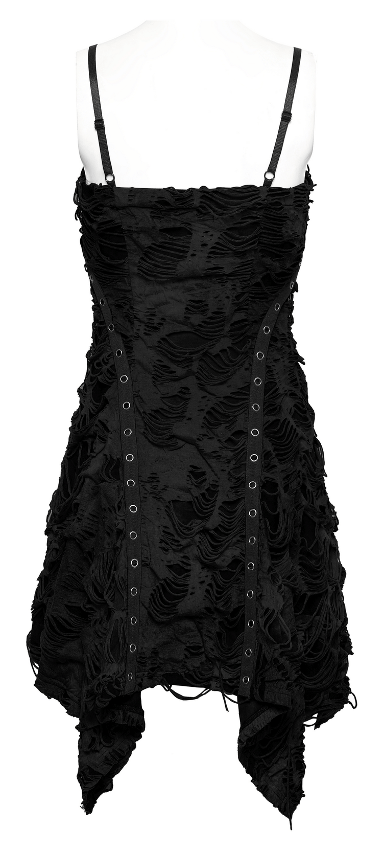 Black Shredded Punk Mini Dress with Tattered Texture - image 6