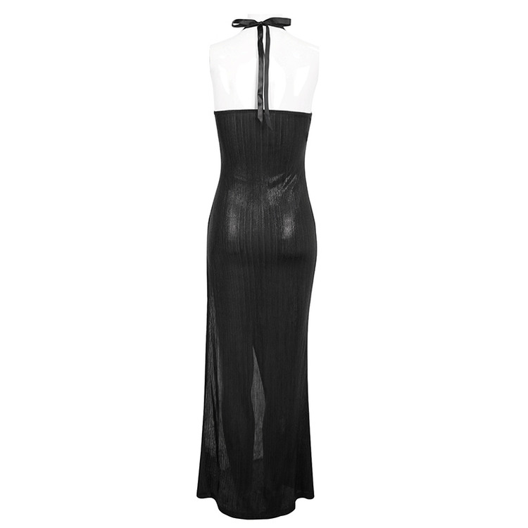 Black Sleevless High Slit On Side Long Dress / Gothic Women's Clothing with Chain - image 6