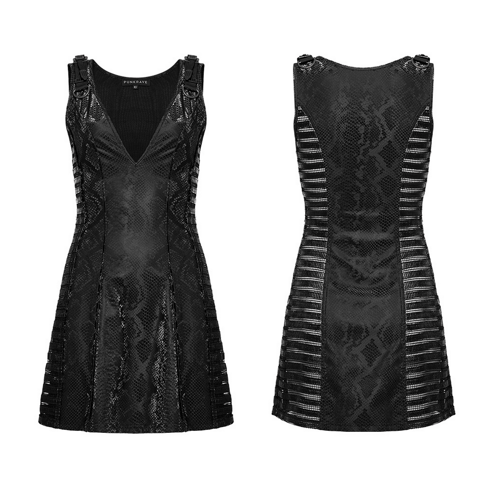 Black Snake Print Sleeveless Dress with Rhinestones - image 3