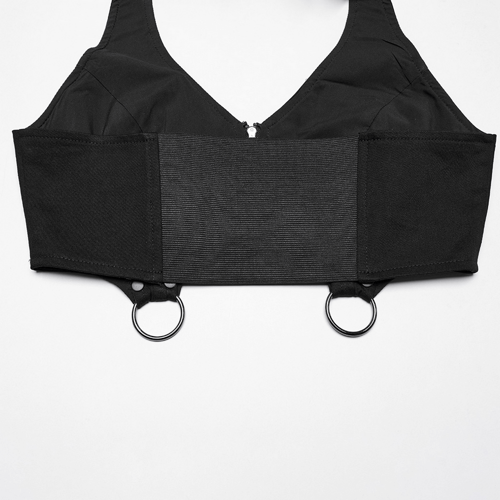 US SALE of Black Twill Punk Harness Dress with Zipper and Straps - image 9