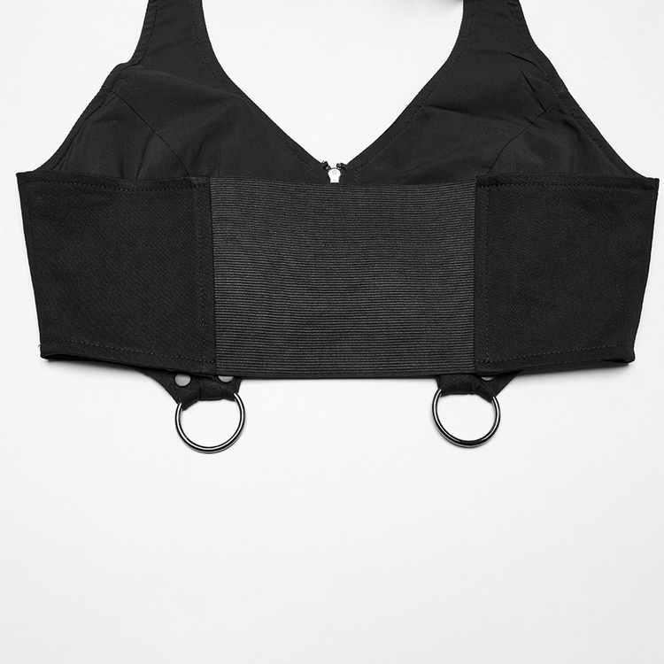 US SALE of Black Twill Punk Harness Dress with Zipper and Straps - image 9