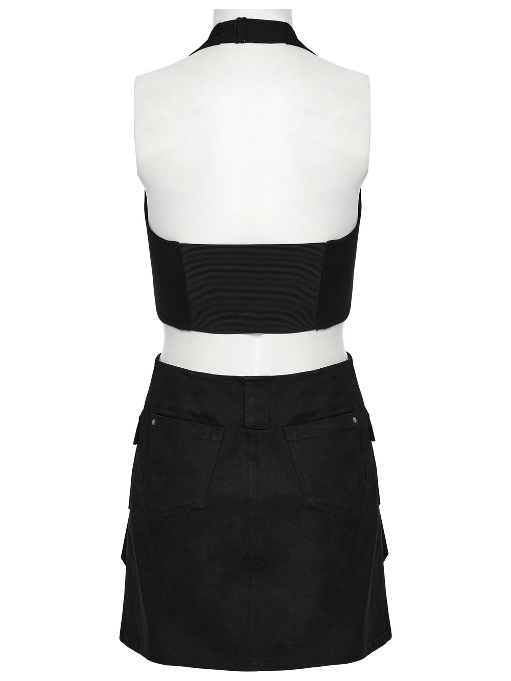 US SALE of Black Twill Punk Harness Dress with Zipper and Straps - image 7