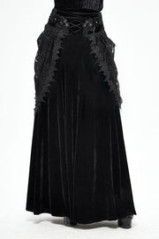 Black Velvet Cardigan Mid Waist Gothic Skirt - image 1