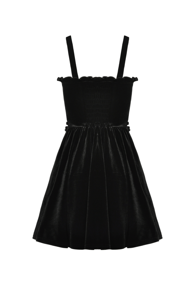 Black Velvet Gothic Mini Dress with Cross Detail - image 5
