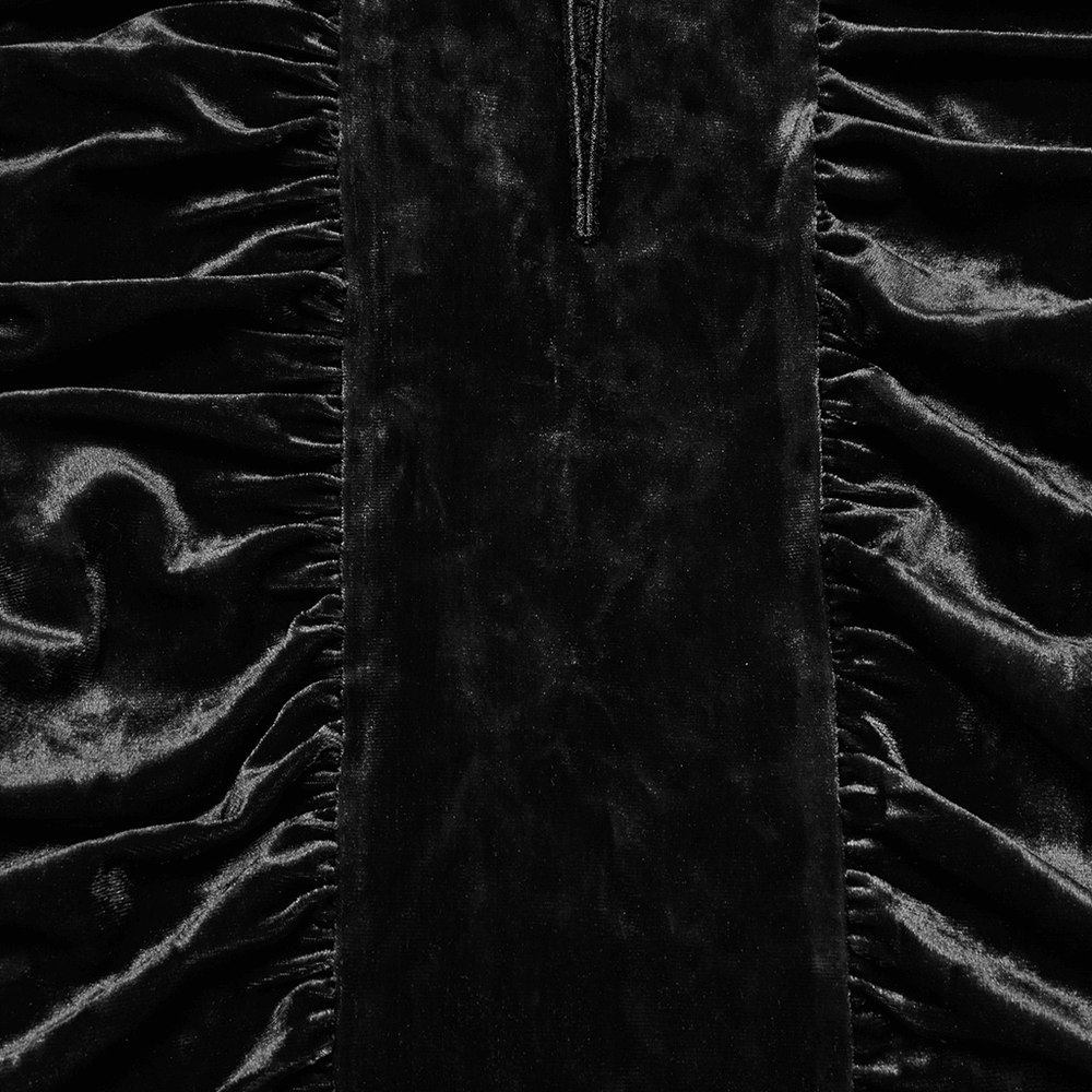 Black Velvet Lace Cross Dress with Hood and Ruched Waist - image 9