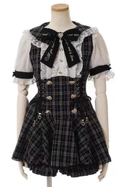 Black/White Japanese Lace Sweet Jirai Kei Dress Blouse Shorts Set - image 1