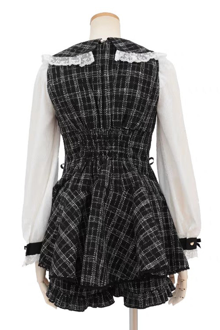 Black/White Japanese Lace Sweet Jirai Kei Dress Blouse Shorts Set - image 3