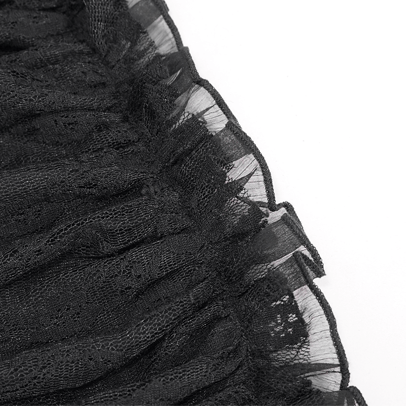 Black Women's Gothic Off-Shoulder Mini Dress / Slim Dress with Adjustable Rope on Both Sides - image 7