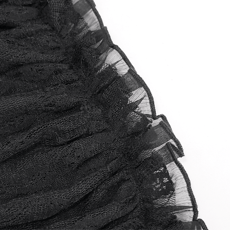 Black Women's Gothic Off-Shoulder Mini Dress / Slim Dress with Adjustable Rope on Both Sides - image 7