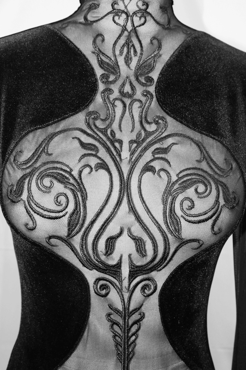 Black Women's Gothic Tight Long Sleeve Dress / Sexy Transparent Short Mini Dresses - image 8