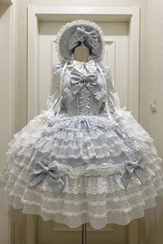 Blue [Dream Prologue] Doll Multi-Layered Bowknot Lace Sweet Princess Lolita Dress - image 1
