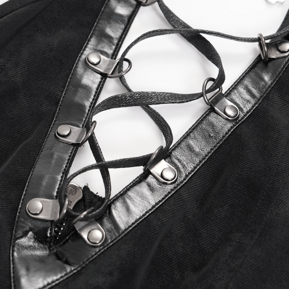 Bold Black Halter Dress with Chains and Buckles - image 7