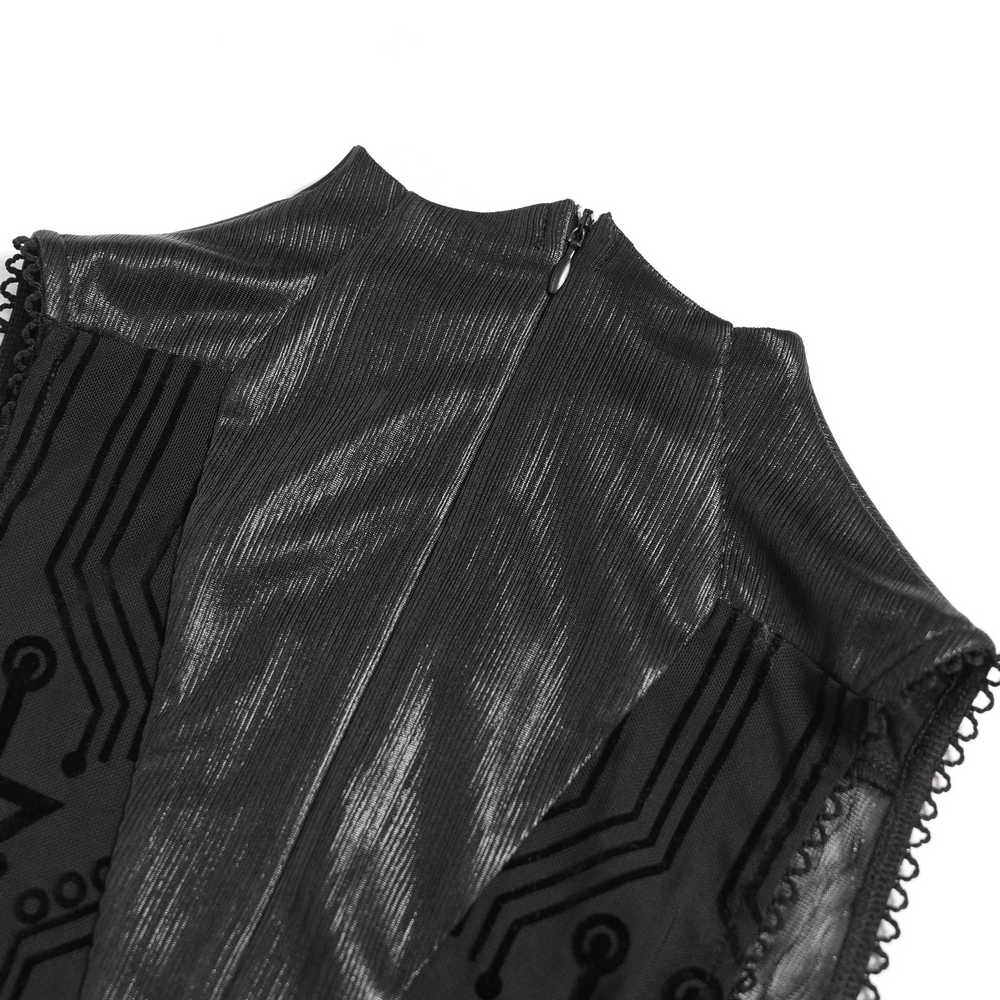 Bold Cyber Gothic Circuit Print Sleeveless Maxi Dress - image 8