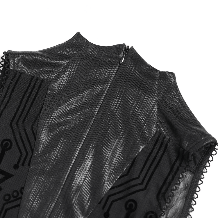 Bold Cyber Gothic Circuit Print Sleeveless Maxi Dress - image 8