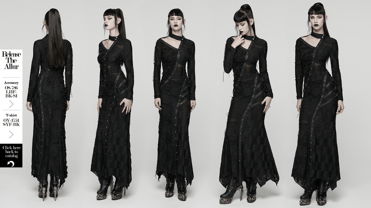 Bold Ragged Knit and Leather Long Asymmetric Dress - image 14