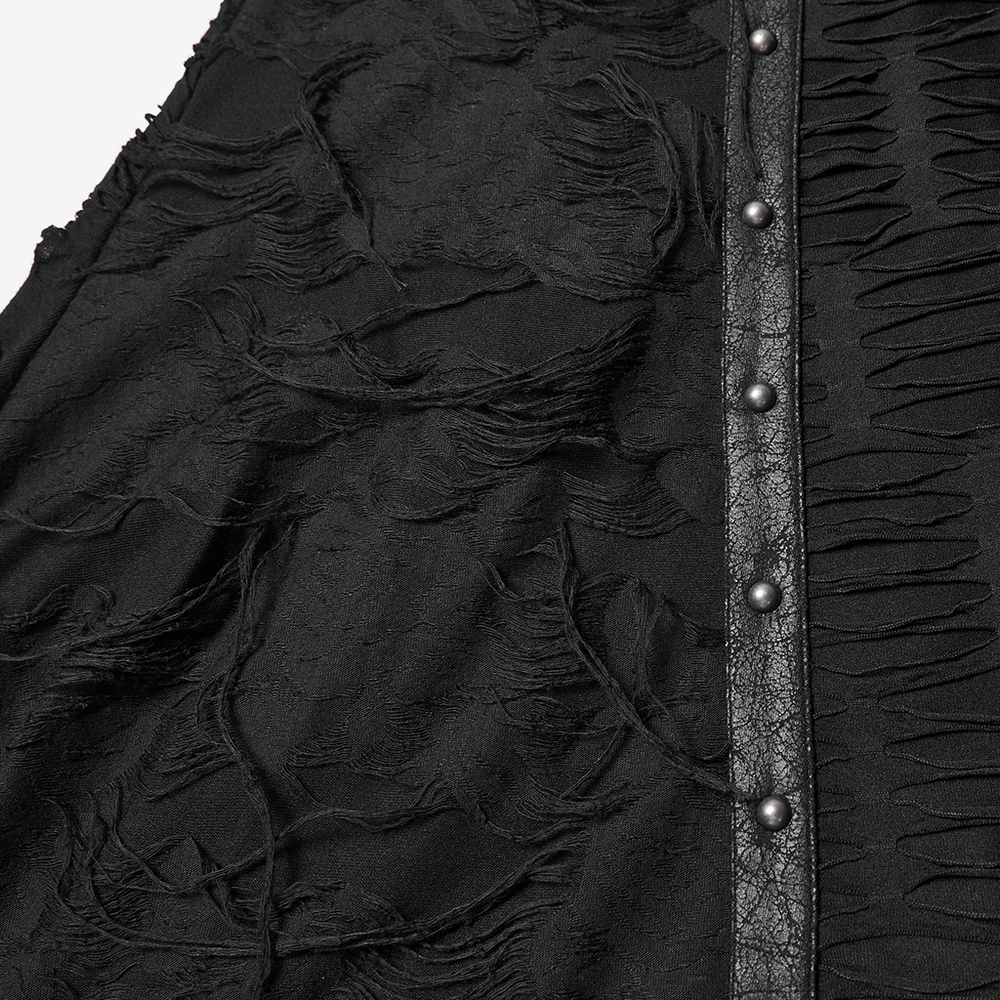 Bold Ragged Knit and Leather Long Asymmetric Dress - image 9