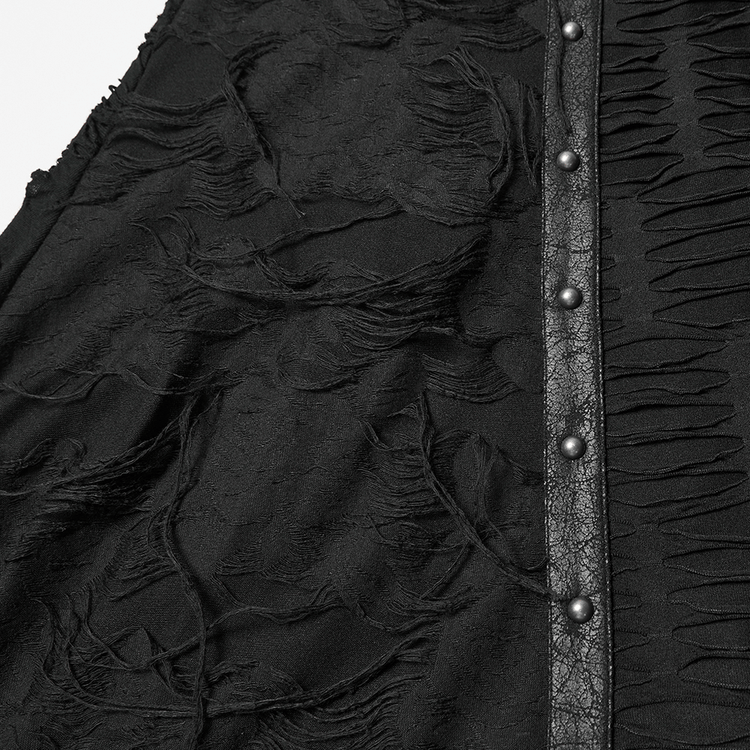 Bold Ragged Knit and Leather Long Asymmetric Dress - image 9