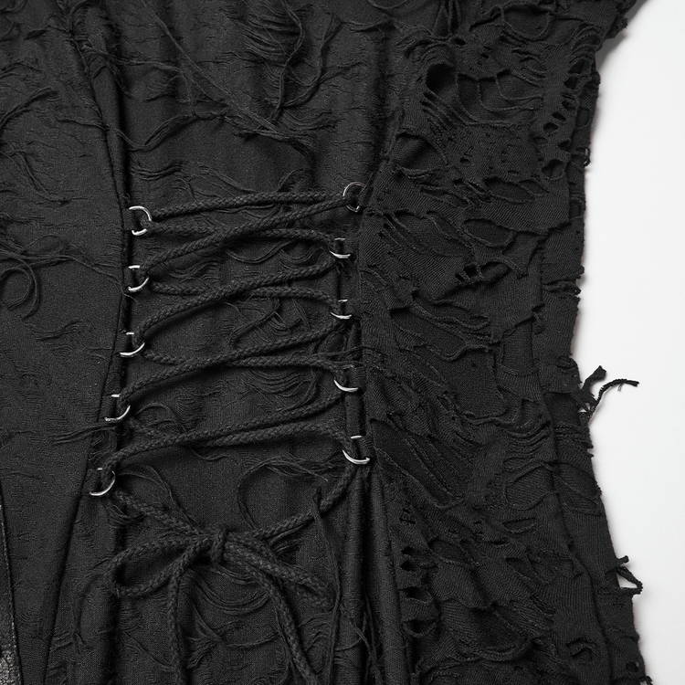 Bold Ragged Knit and Leather Long Asymmetric Dress - image 10