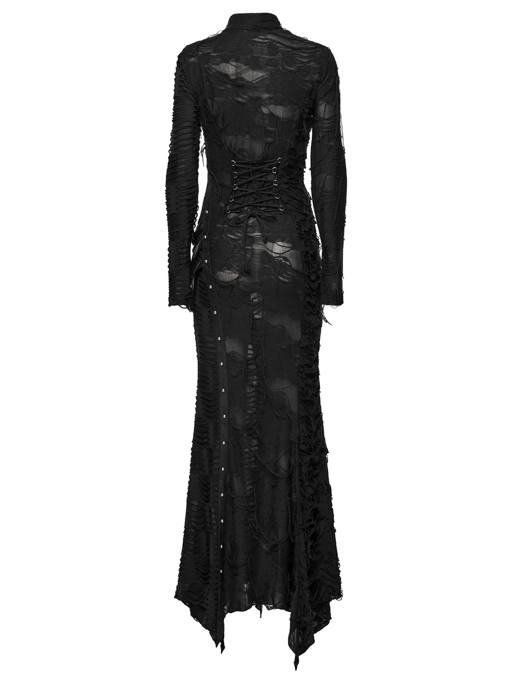 Bold Ragged Knit and Leather Long Asymmetric Dress - image 5