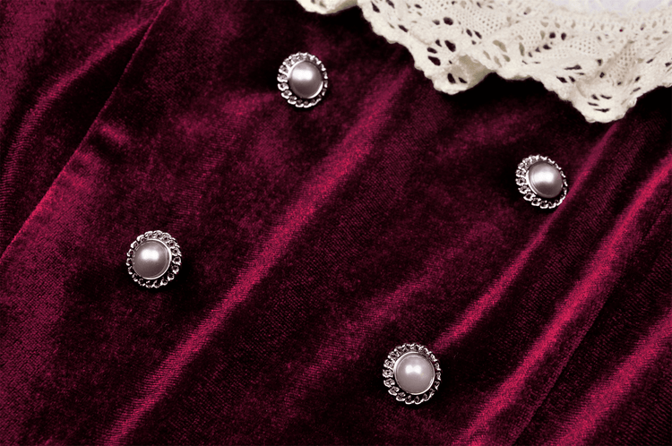 Burgundy Velvet Dress with Delicate Lace Accents - image 9