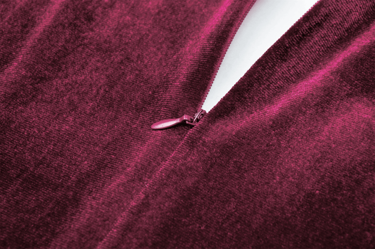 Burgundy Velvet Dress with Delicate Lace Accents - image 11