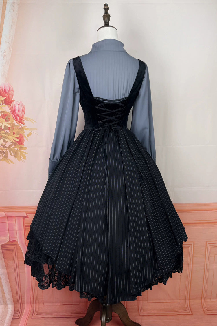 [Dreamlike Realm] Sleeveless Printed Ruffled Embroidered Bustier Elegant Sweet Lolita Jsk Dress 4 Colors - Product - 33