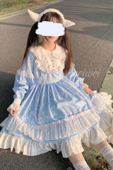 Toffee Bobo Long Sleeves Double Layer Print Ruffle Sweet Lolita Dress 2 Colors - Product - 16