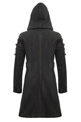 Brown Hooded Denim Tattered Long Mens Punk Coat - Product - 7